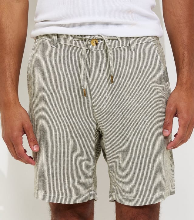 jack & jones Men's Off White Linen Rich Striped Woven Shorts Jack & Jones New Look - 3