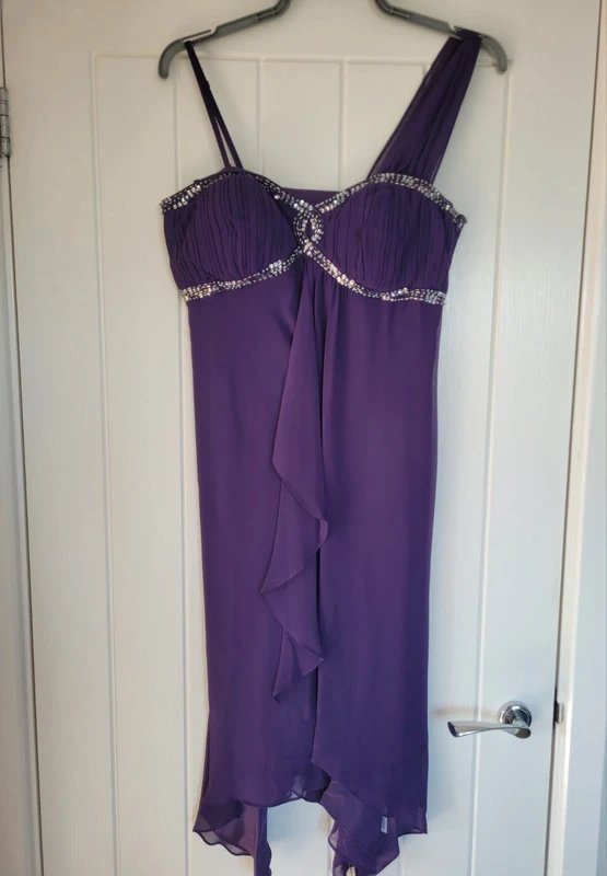 Debut Purple Sequin Embellished Evening/Cocktail Dress - UK Size 12 Euro 40 - 1