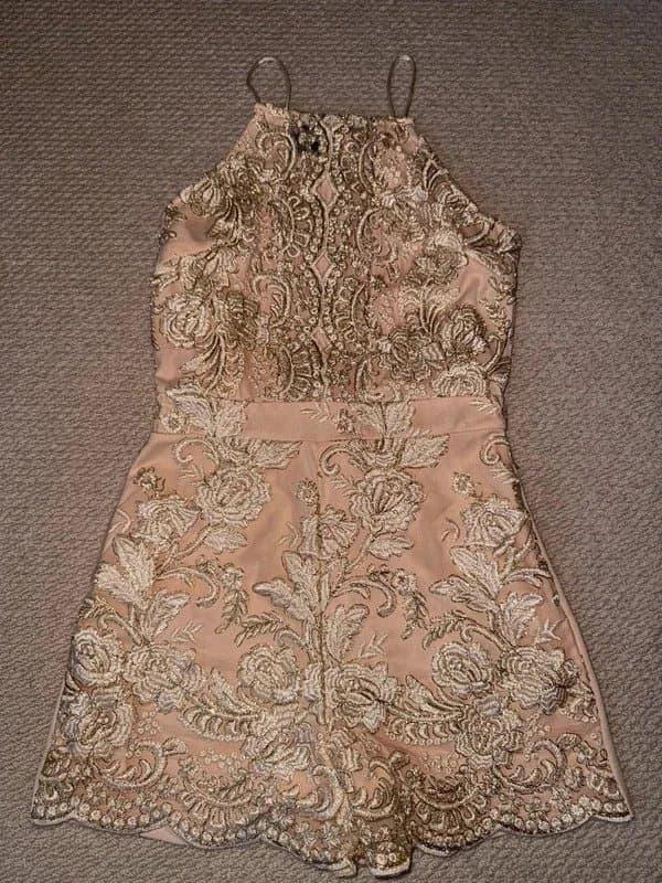 Parisian Nude and gold halter neck - size 8