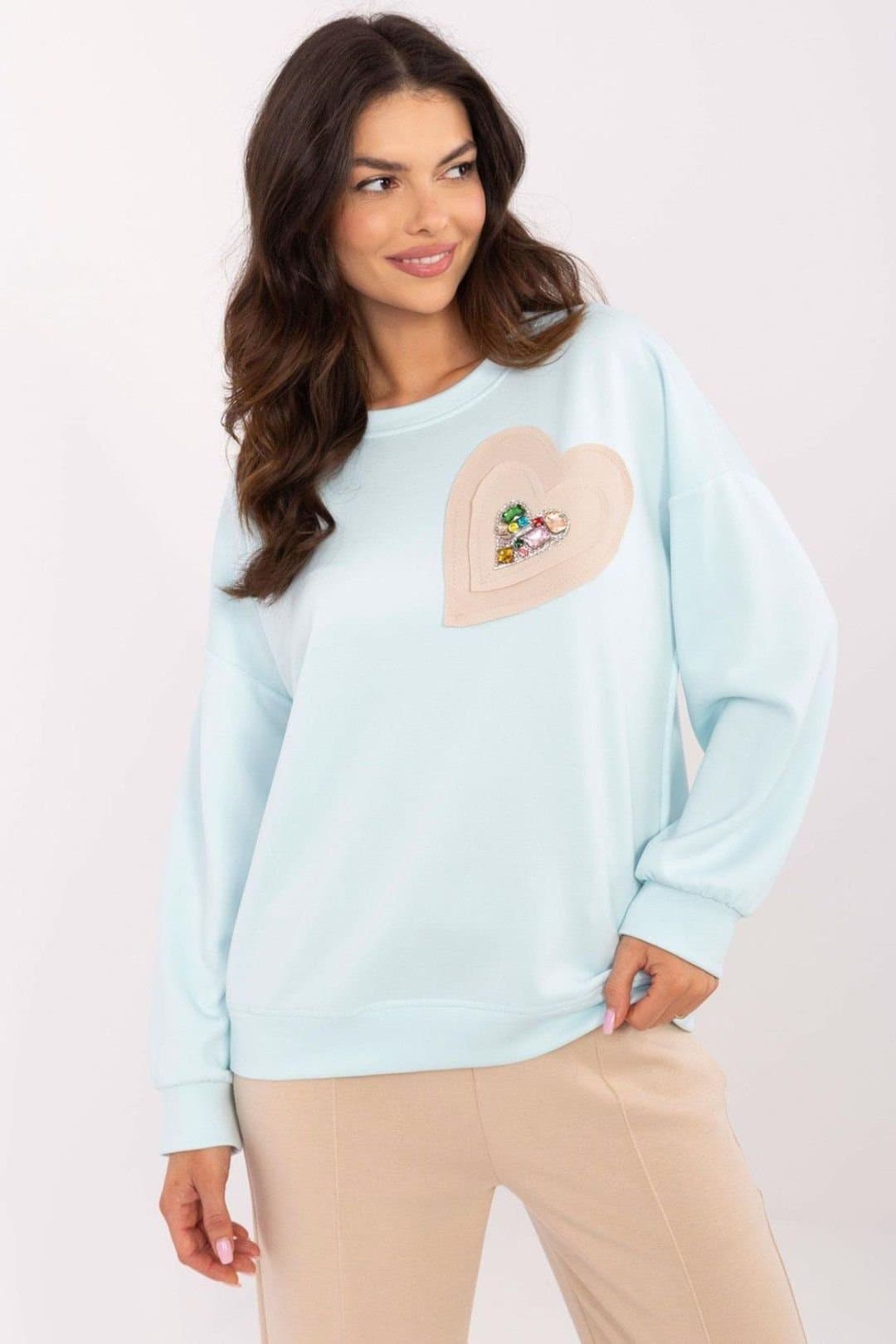 Love Lace Love Lace Women's Heart Patch Casual Overhead Sweatshirt in Blue