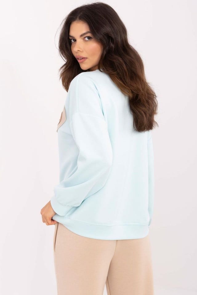 Love Lace Love Lace Women's Heart Patch Casual Overhead Sweatshirt in Blue - 3