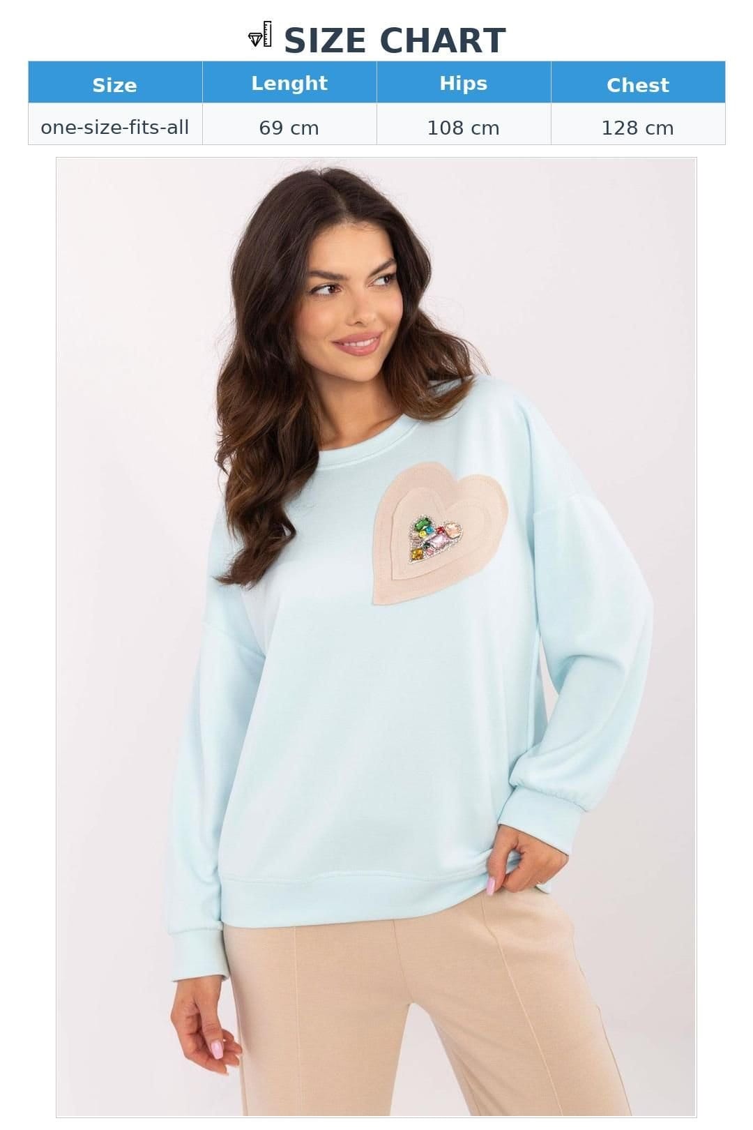 Love Lace Love Lace Women's Heart Patch Casual Overhead Sweatshirt in Blue - 4