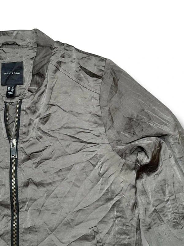 New Look New Look Khaki Satin Bomber Jacket UK 10 Lightweight Spring Streetwear