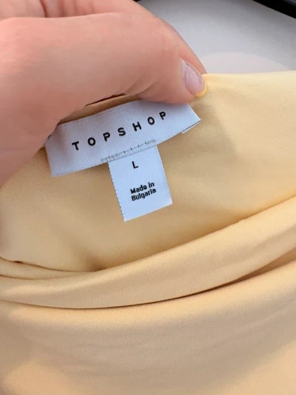 Topshop Topshop BN pastel yellow slinky material top asymmetric sleeve twist shoulder sleeveless top