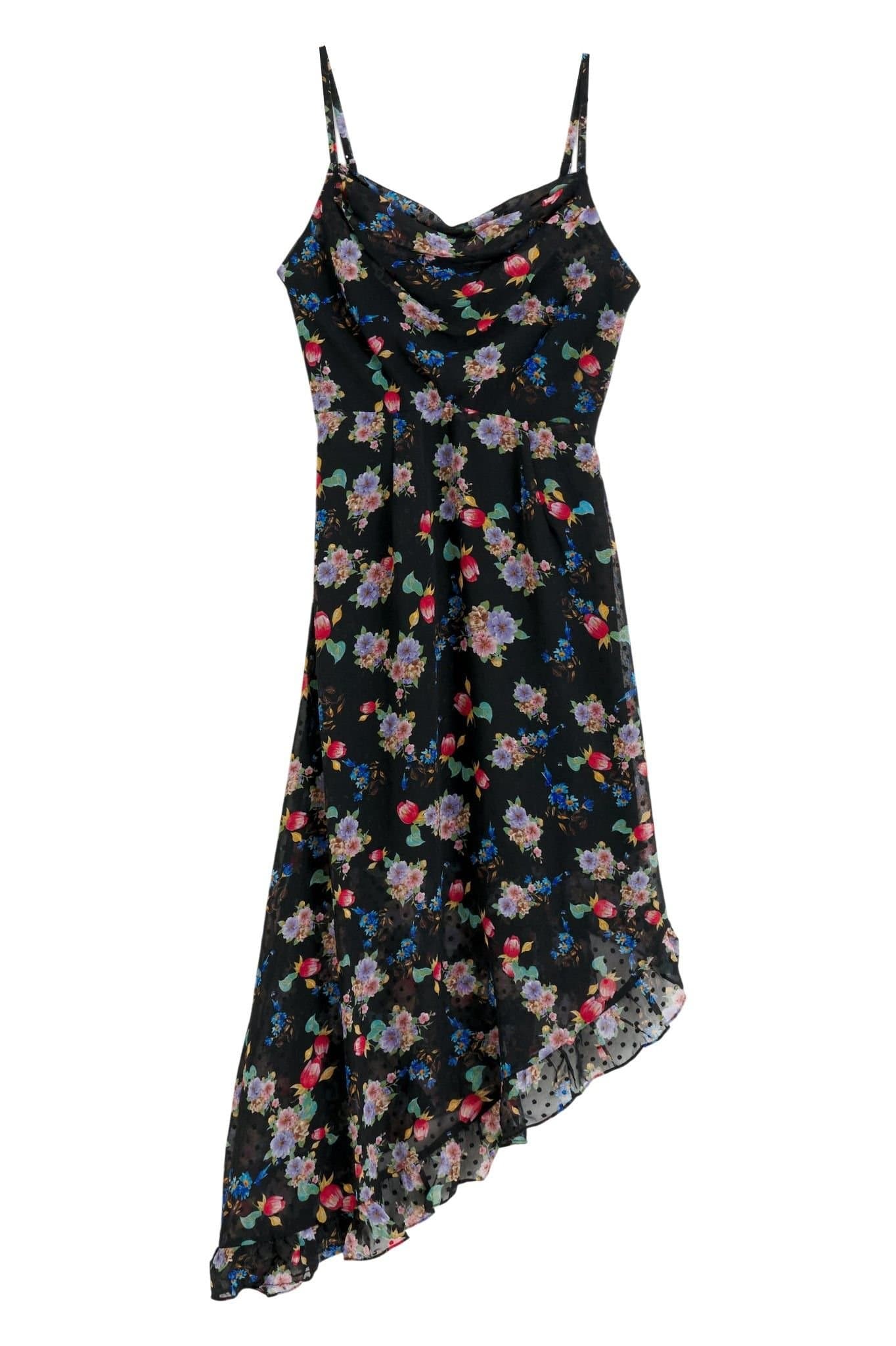 Louche Louche Women's Dina Carpathian Florals Print Asymmetric Strappy Midi Dress