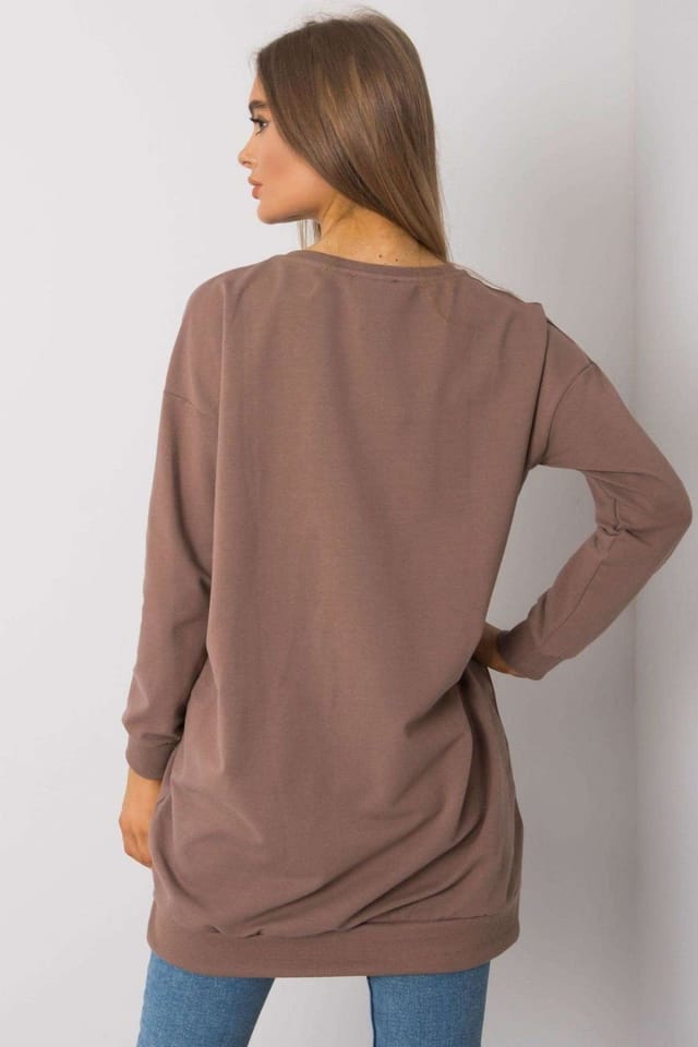Love Lace Love Lace Women's Loose Fit Long Sleeve Tunic with Front Print in Brown - 3