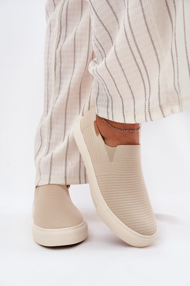 Love Lace Love Lace Women's Big Star Textile Slip On Sneakers with Insole & Rubber Sole in Beige - 3