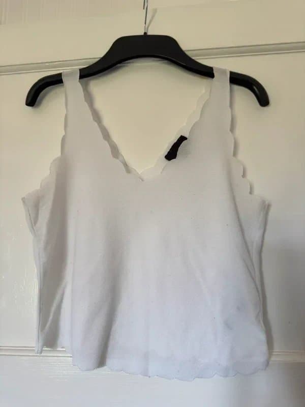 Topshop Topshop White Scalloped Top