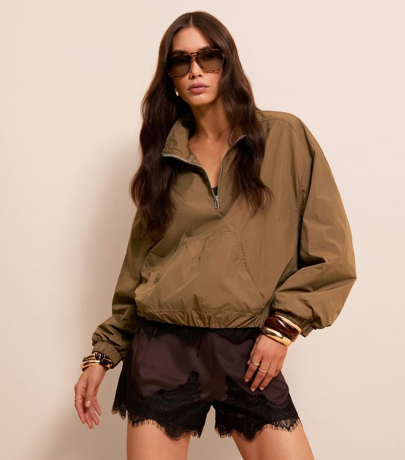 New Look Women's Light Brown Quarter Zip Funnel Neck Jacket New Look - 1