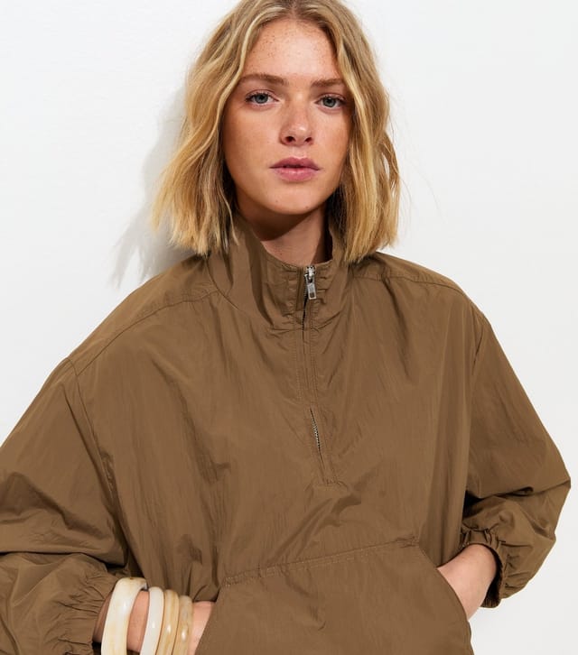 New Look Women's Light Brown Quarter Zip Funnel Neck Jacket New Look - 3