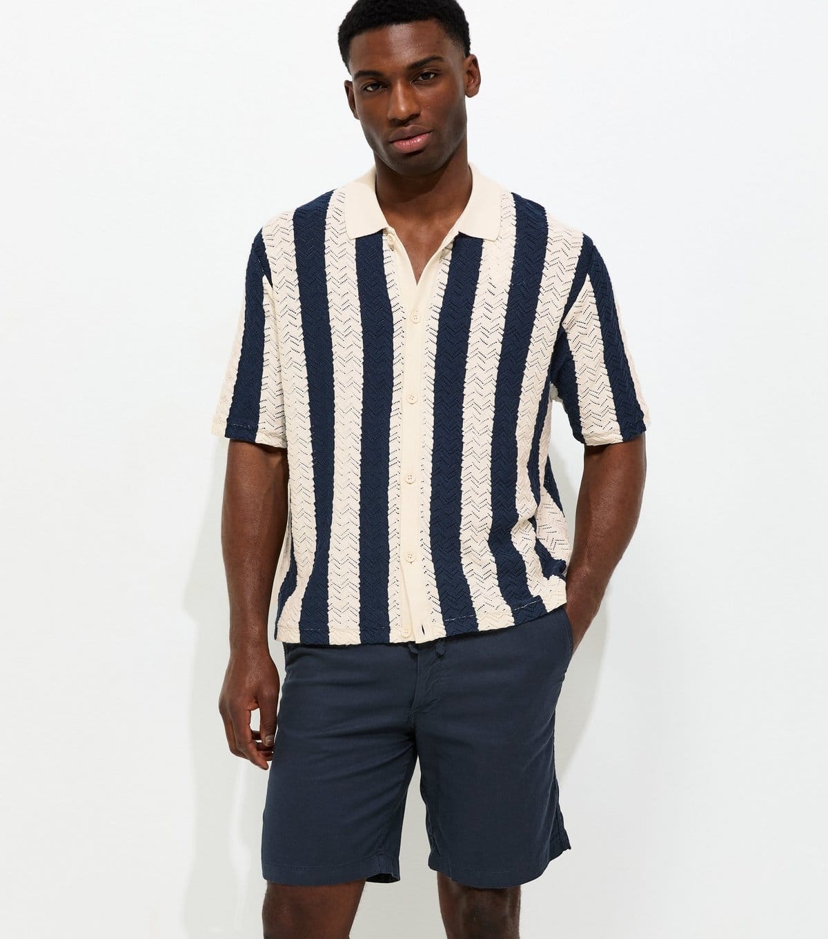 Jack & Jones Navy Cotton-Rich Drawstring Shorts