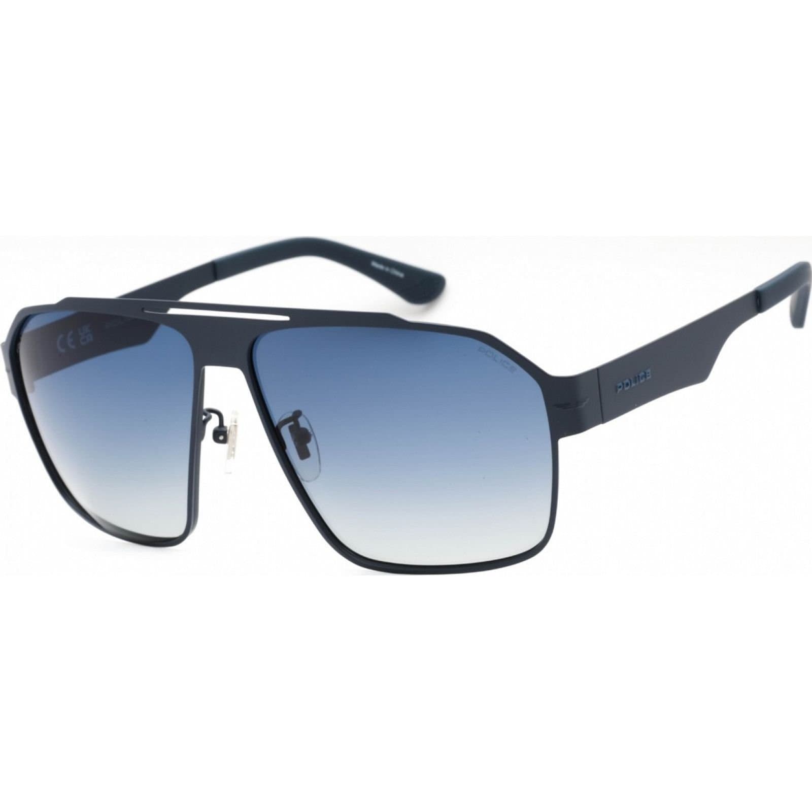 Police Police Men's SPLL08M-63S72P Square/Rectangle Sunglasses in Blue