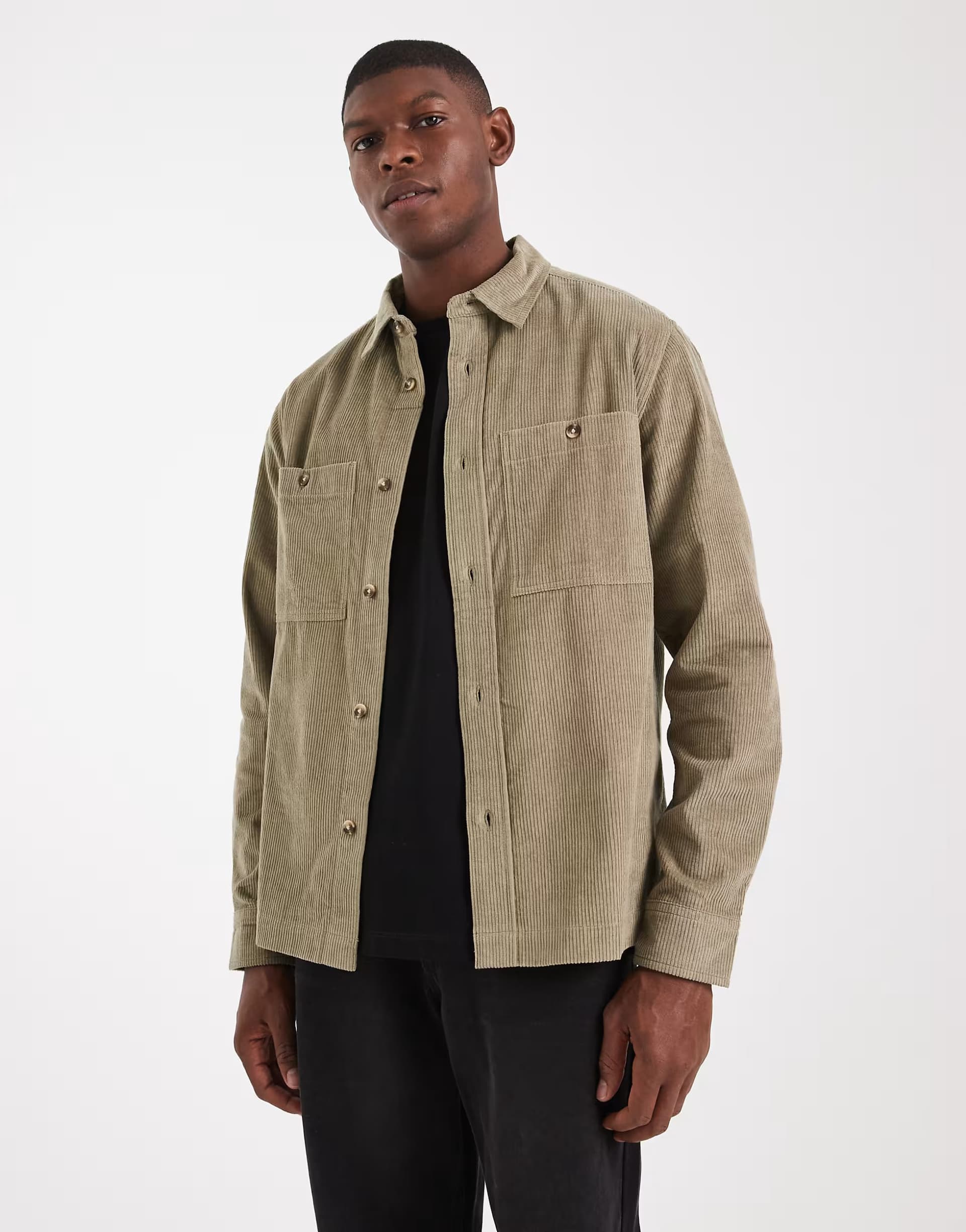 ASOS ASOS DESIGN cord overshirt in khaki