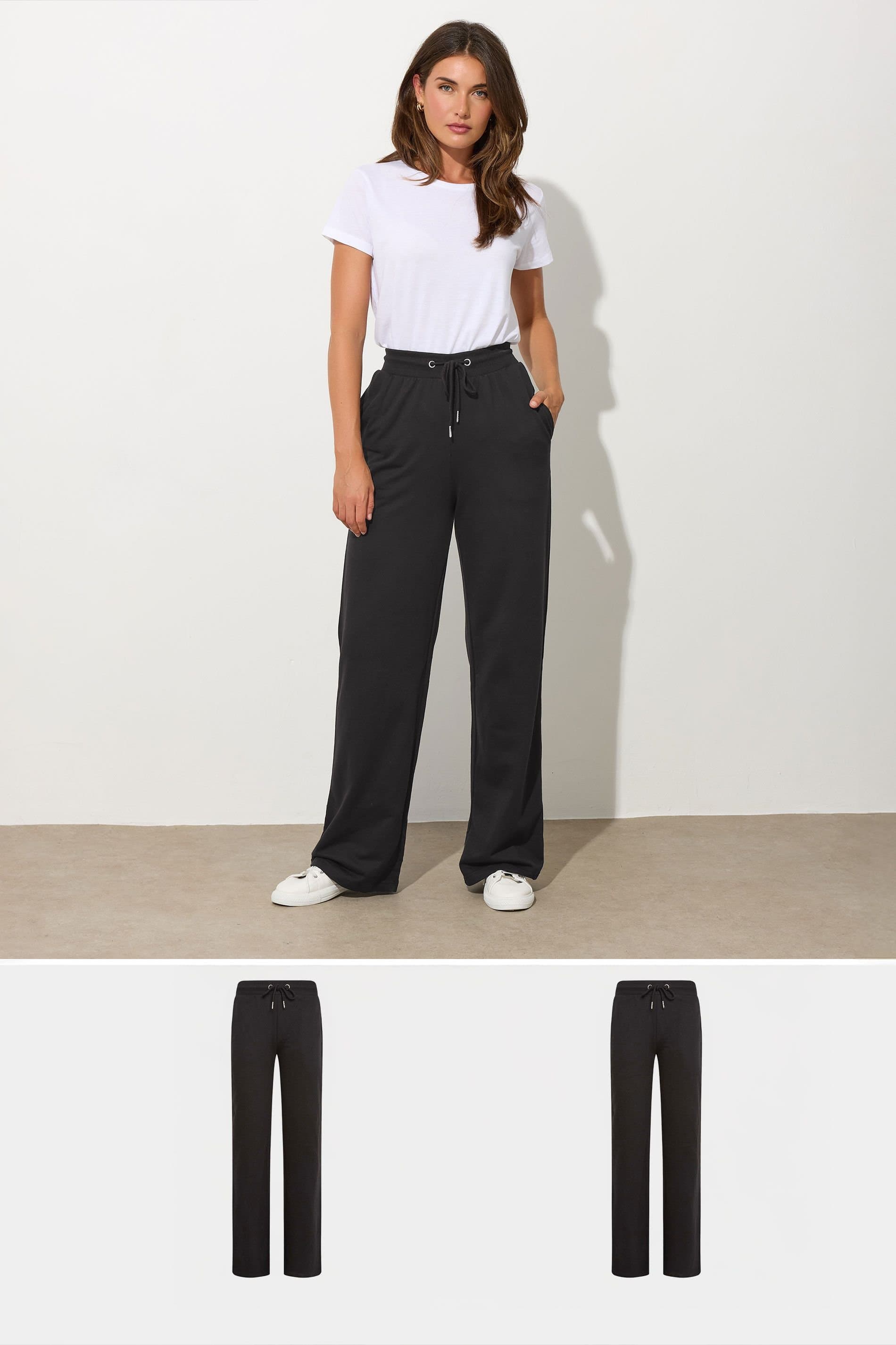Long Tall Sally Long Tall Sally Women's Tall 2 Pack Basic Wide Leg Joggers in Black