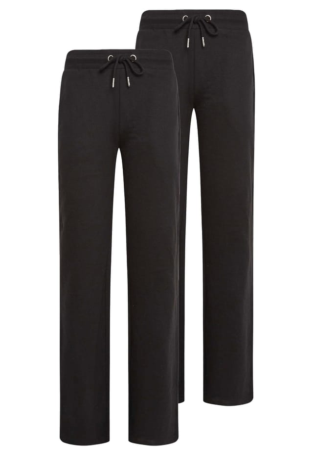 Long Tall Sally Long Tall Sally Women's Tall 2 Pack Basic Wide Leg Joggers in Black - 2