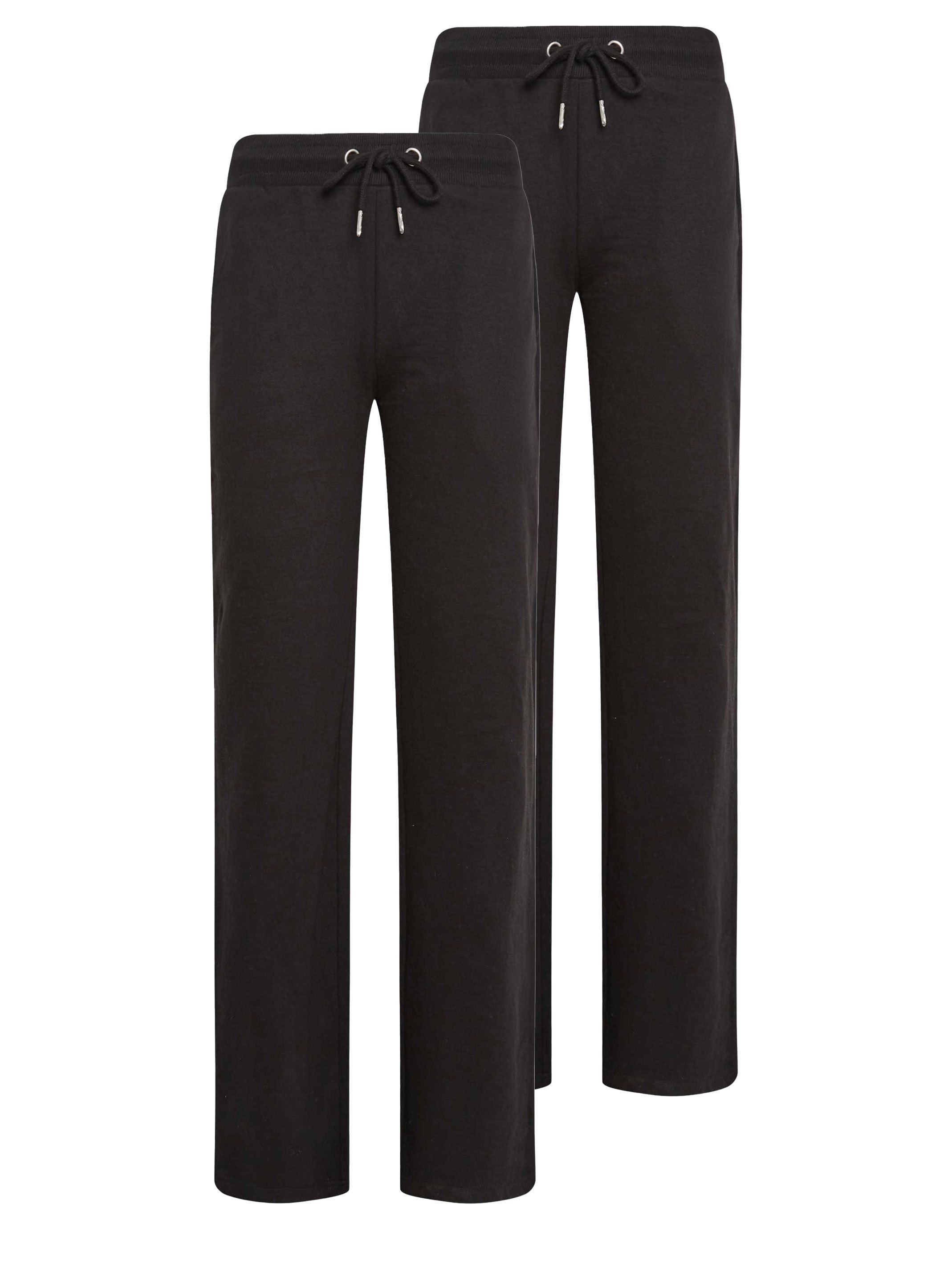 Long Tall Sally Long Tall Sally Women's Tall 2 Pack Basic Wide Leg Joggers in Black - 4