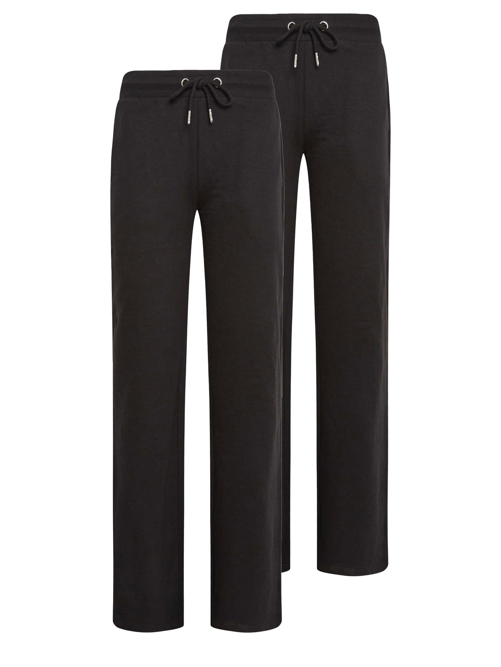Long Tall Sally Long Tall Sally Women's Tall 2 Pack Basic Wide Leg Joggers in Black - 4