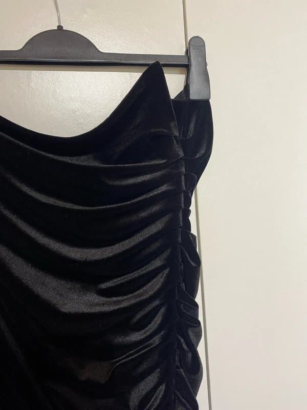 Bershka Soft velvet ruched detail dress