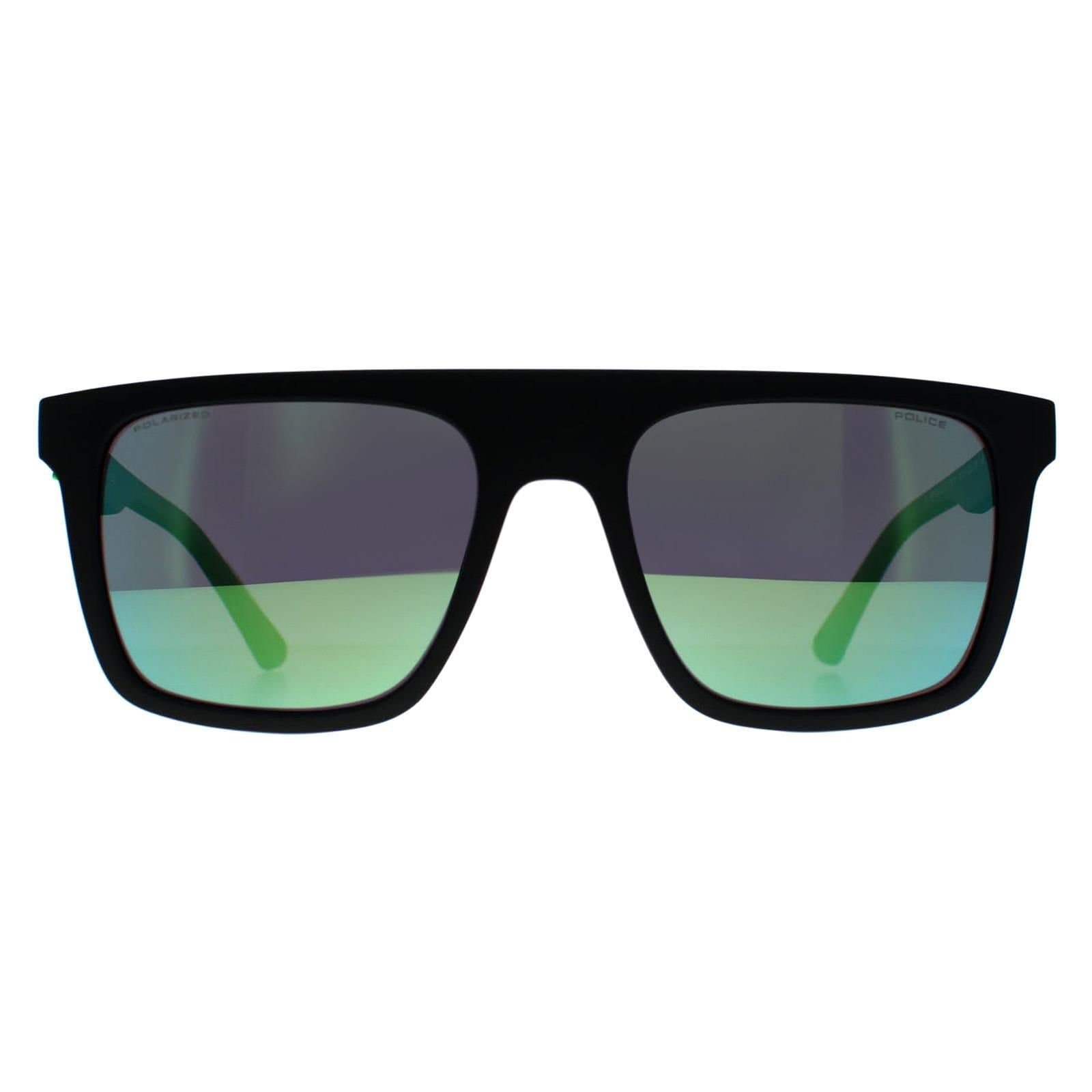 Police Police Men's Square Matte Black Smoke Green Mirror SPLF61 Beyond Lite 2