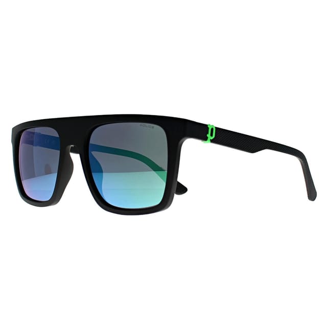 Police Police Men's Square Matte Black Smoke Green Mirror SPLF61 Beyond Lite 2 - 2
