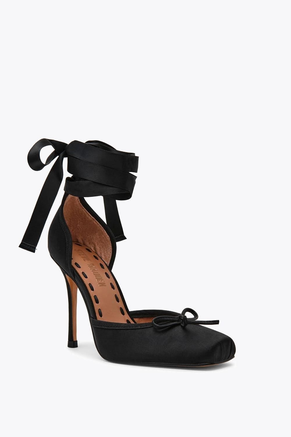 Steve Madden STEVE MADDEN Women's 'Larina Black Satin' Fabric Heels - 4