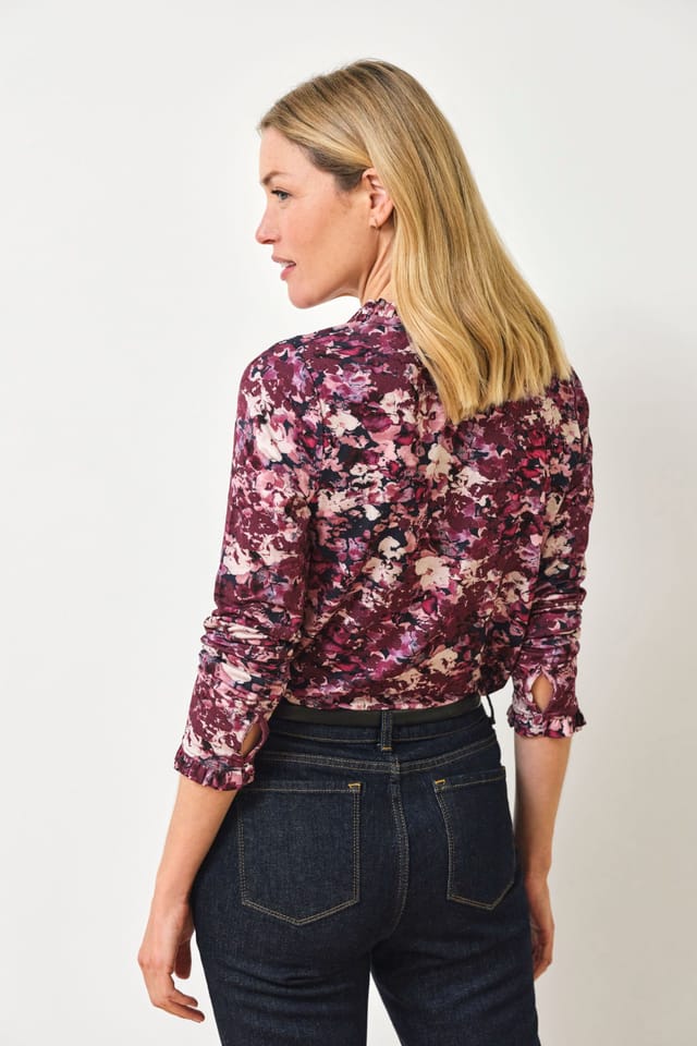 Pure Collection Pure Collection Women's Frill V Neck Top - 3