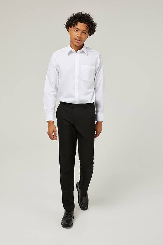 TRUTEX TRUTEX Men's 2 Pack Long Sleeve Non-Iron Boys' School Shirts in White - 3