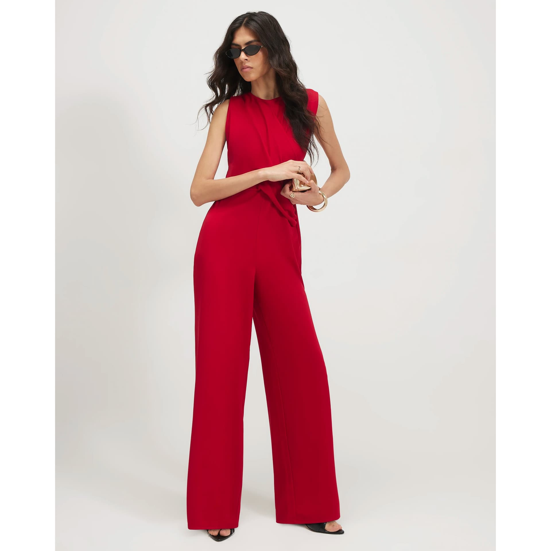 River Island River Island Womens Red Sleeveless Draped Jumpsuit