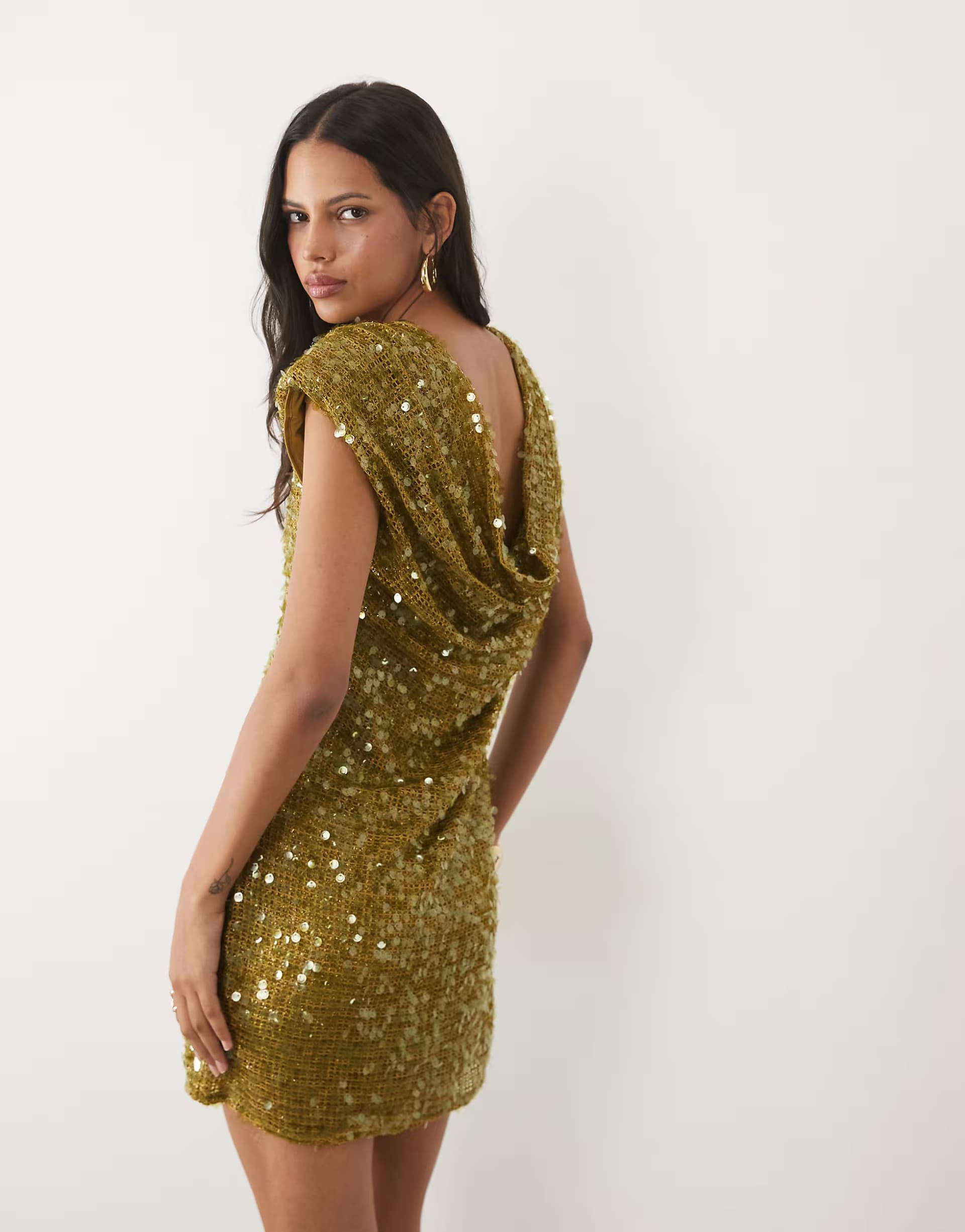 ASOS River Island sequin mini dress in green