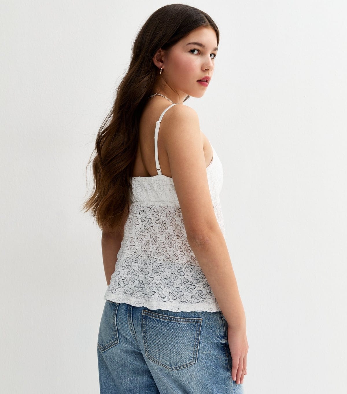 New Look Girls' White Lace Triangle Cami Top New Look - 4