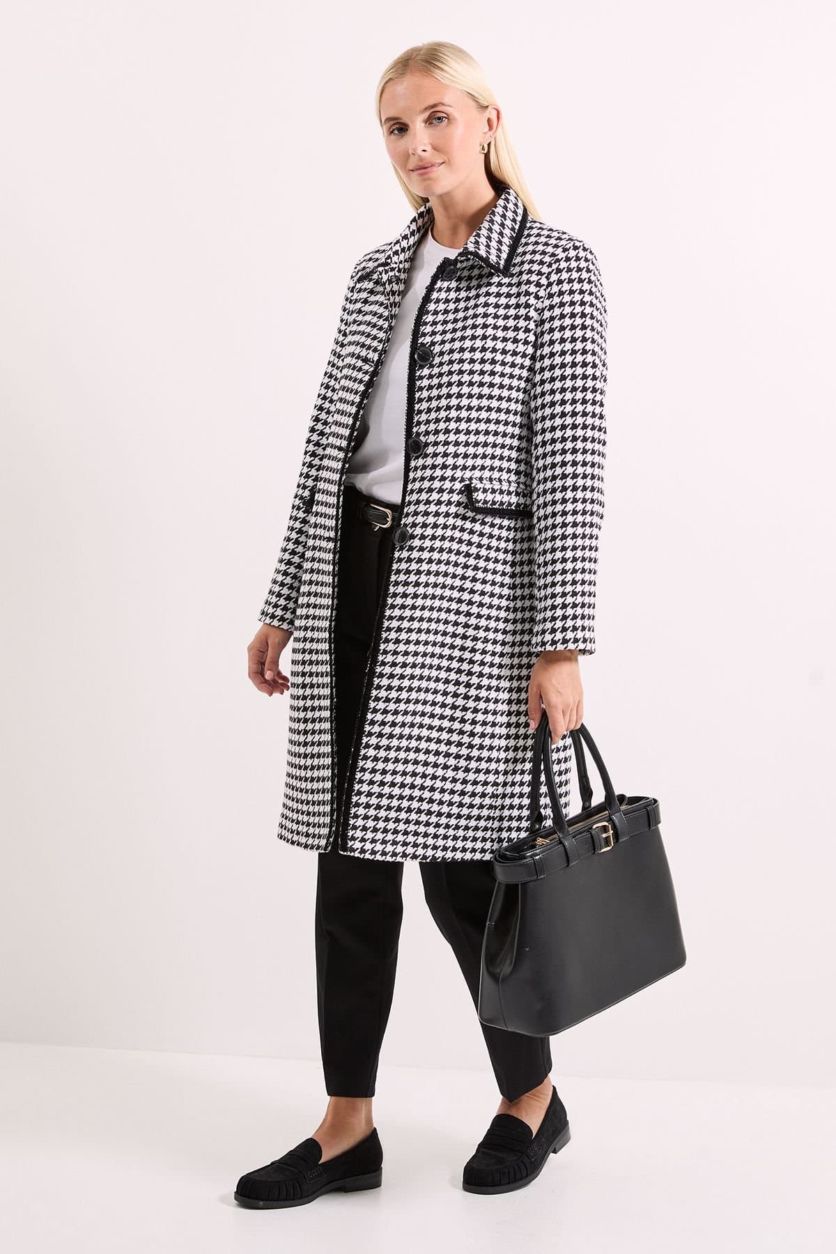 Wallis Wallis Women's Principles by Check Contrast Coat in Mono