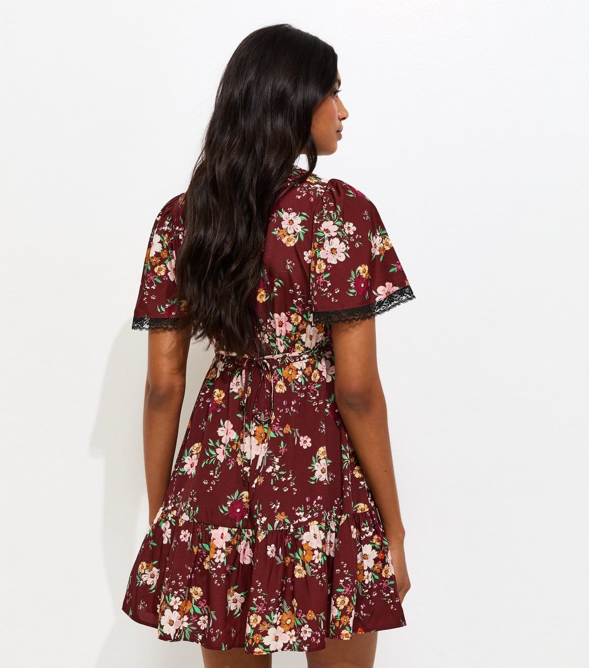 New Look Women's Red Floral Lace Trim Mini Tea Dress New Look - 4
