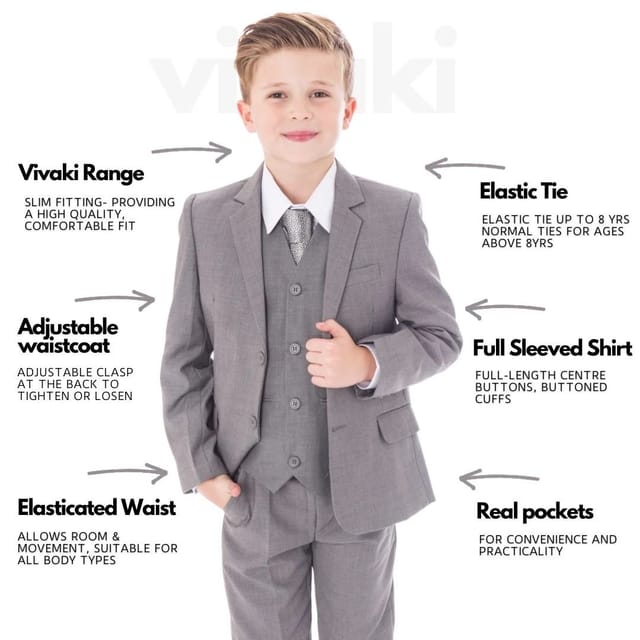 Vivaki Vivaki Men's 5 Piece Light Grey - 3