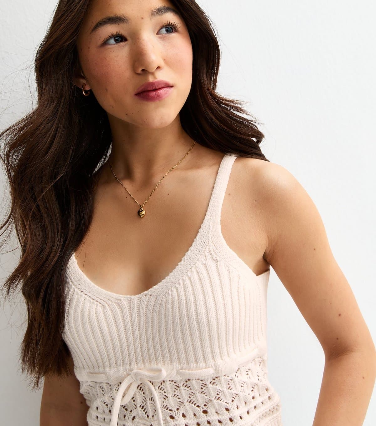 New Look Girls' Cream Tie Front Knit Cami Top New Look