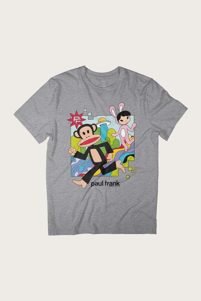 Paul Frank Paul Frank Men's Running Julius & Bunny T-Shirt in Mid Grey - 2