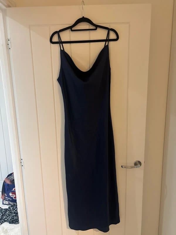 New Look Navy satin midi dress