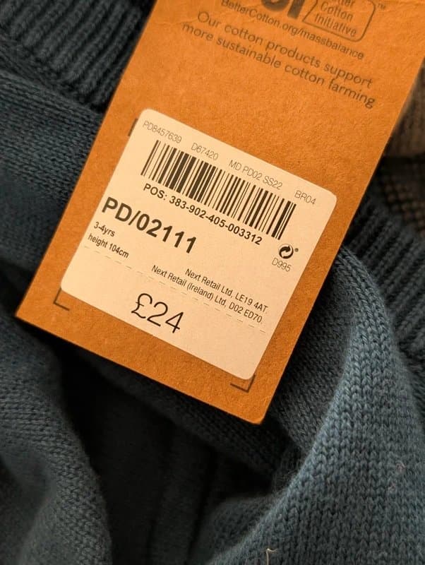 Next Kids 2 Piece Knitted Set Jumper & Trousers Blue Argyle 3-4 Years