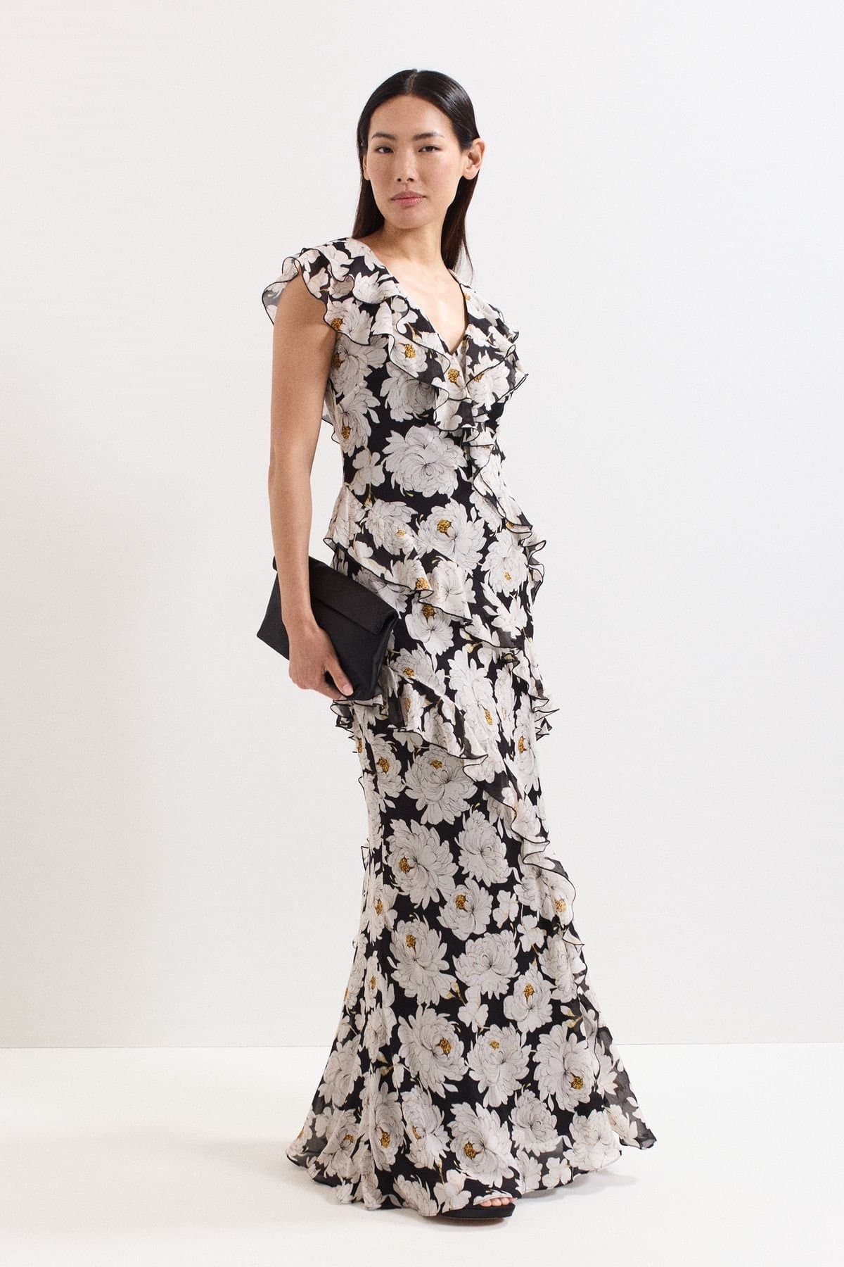 Phase Eight Phase Eight Women's Eva Floral Ruffle Printed Maxi Dress in Pale Pink