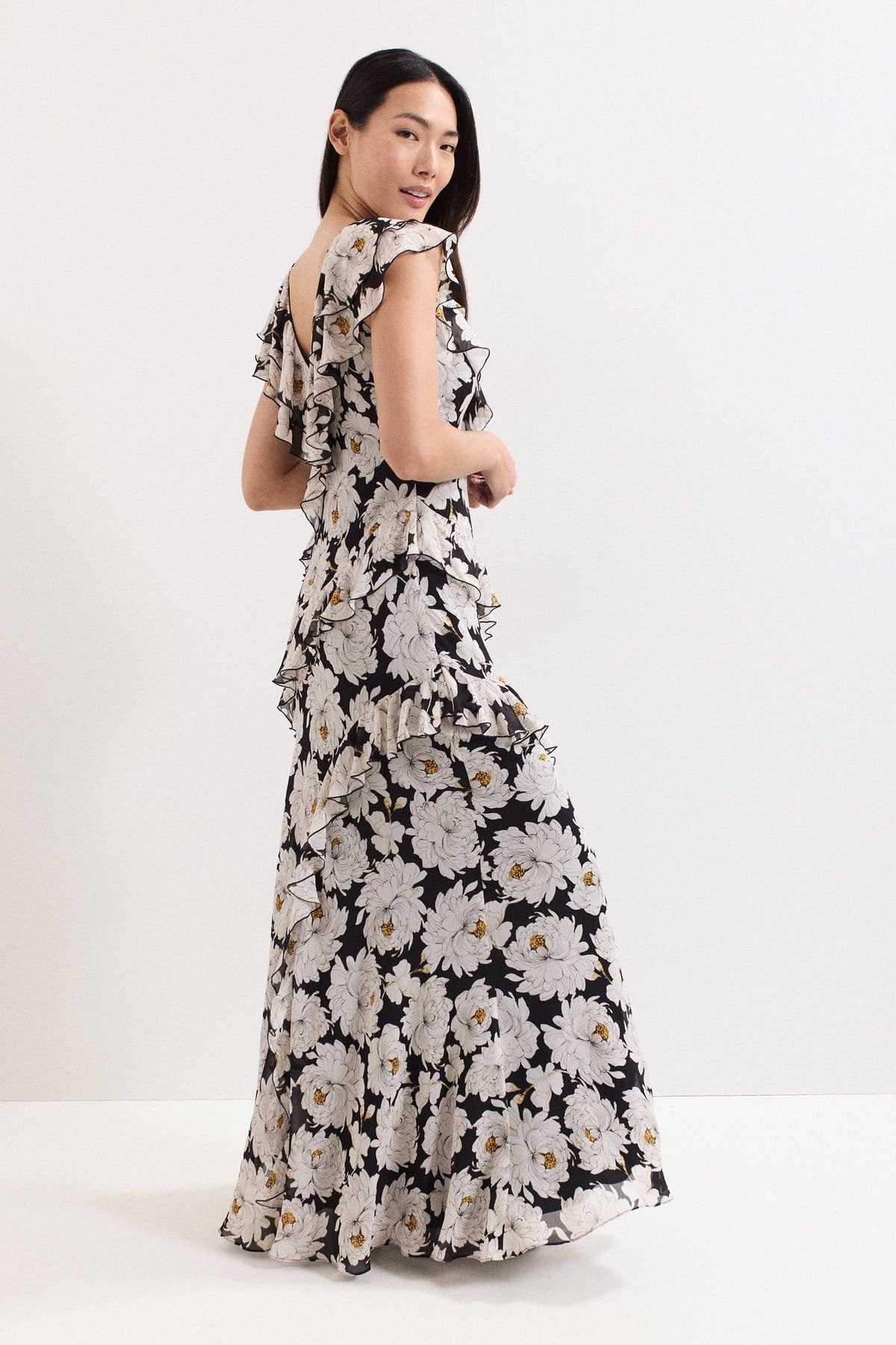 Phase Eight Phase Eight Women's Eva Floral Ruffle Printed Maxi Dress in Pale Pink - 4