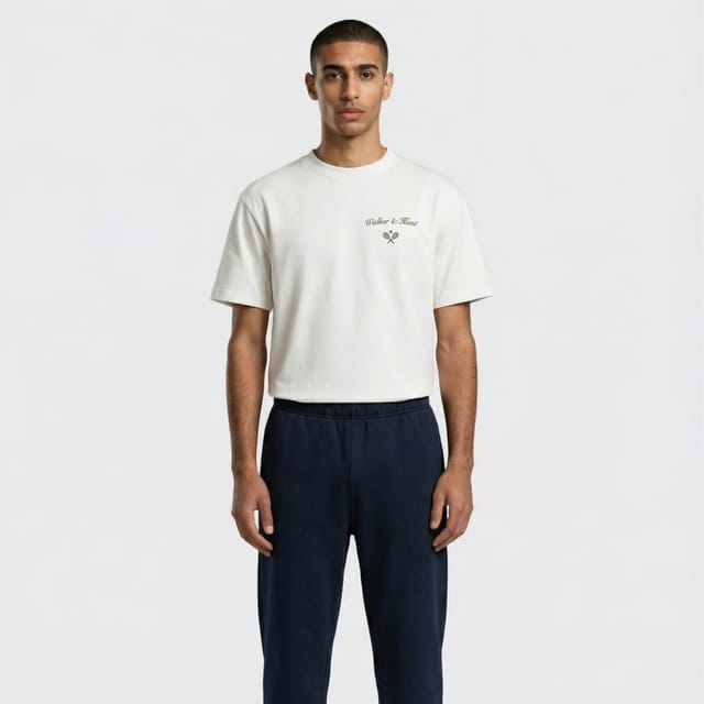 Walker & Hunt Walker & Hunt Men's St Tropez Tennis Club Tee in Off-White - 3