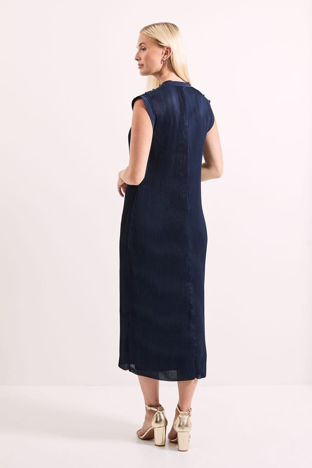 Principles Principles Women's Plisse Tie Front Midi Dress in Navy - 3