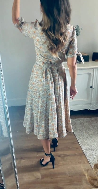 Never Fully Dressed Never Fully Dressed blue orange beige floral print wrap midi dress size 10 - 1