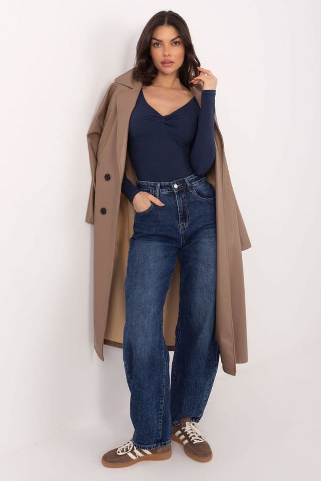 Love Lace Love Lace Women's Fitted Cotton Elastane Long Sleeve Blouse Style 224682 in Navy - 2