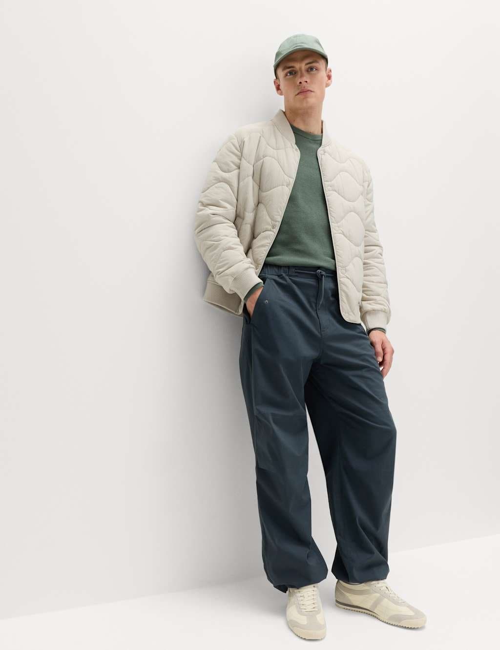 Marks & Spencer M&S Loose Fit Elasticated Waist Parachute Trousers Dark Slate