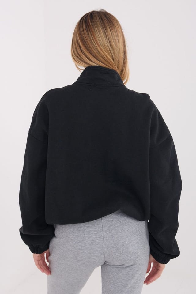 Love Lace Love Lace Women's Classic Stand Up Collar Zip Sweatshirt in Black - 3