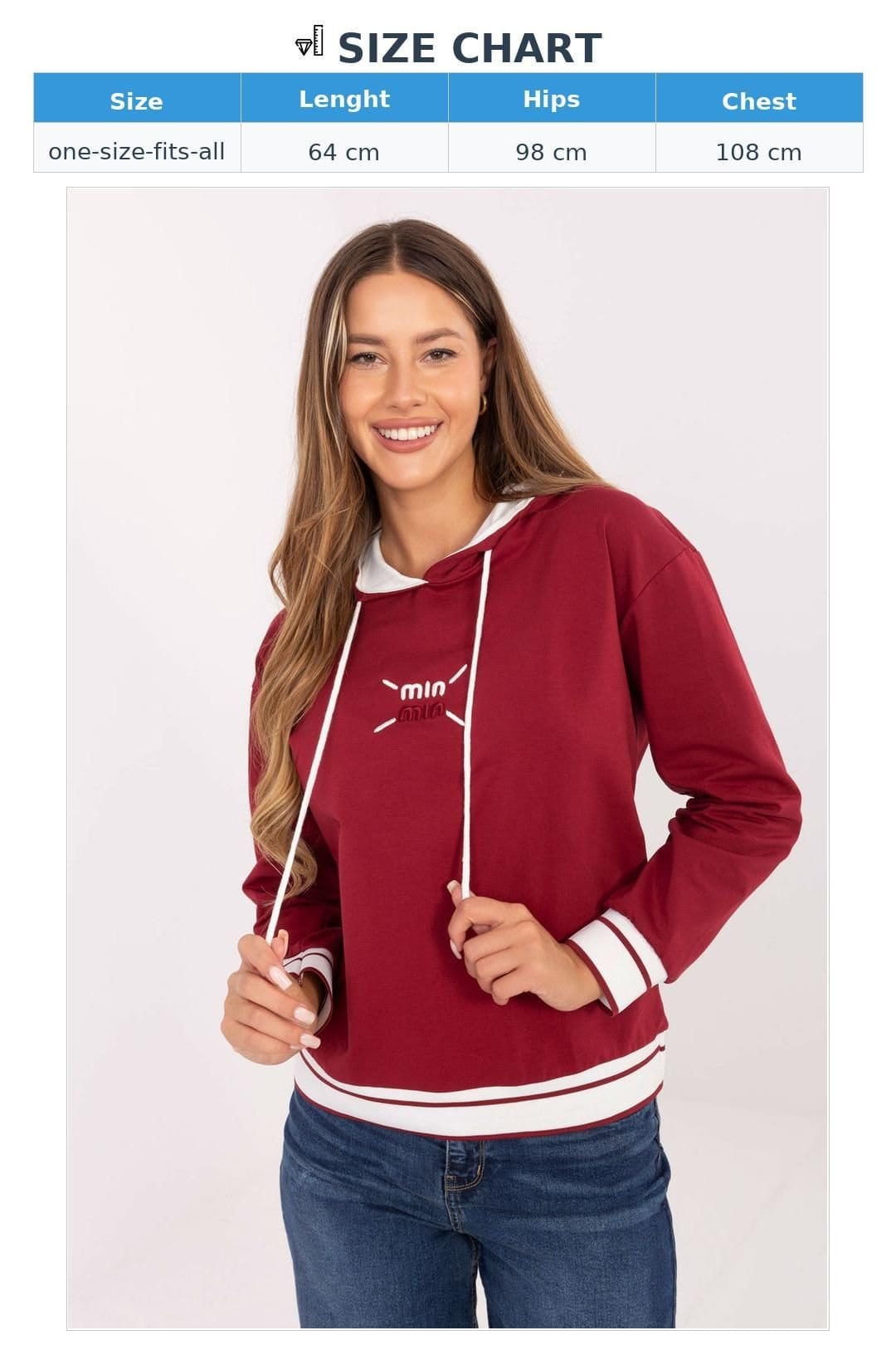 Love Lace Love Lace Women's Cotton Elastane Hooded Embroidered Sweatshirt in Red - 4