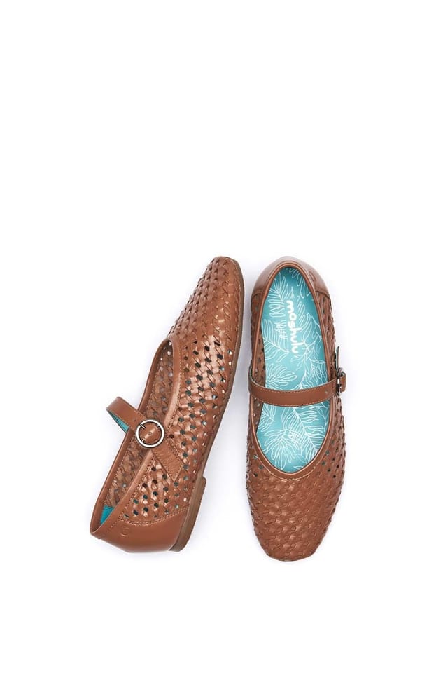 Moshulu Moshulu Women's 'Wenna' Mary Jane Woven Ballet Pump in Tan - 2