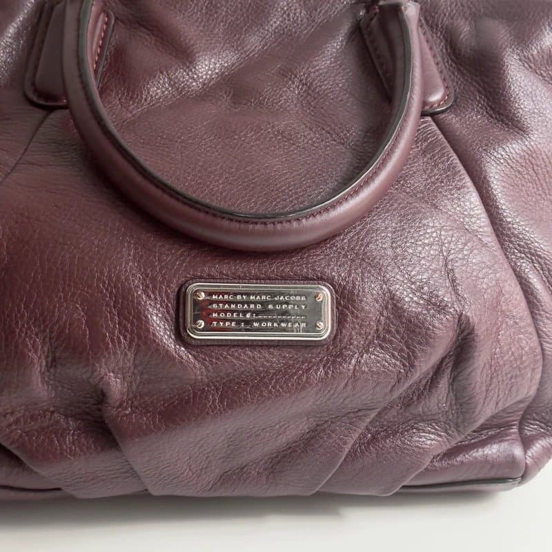 Marc Jacobs Marc Jacobs Q Fran Large Pebbled Leather Satchel Dark Wine Gold