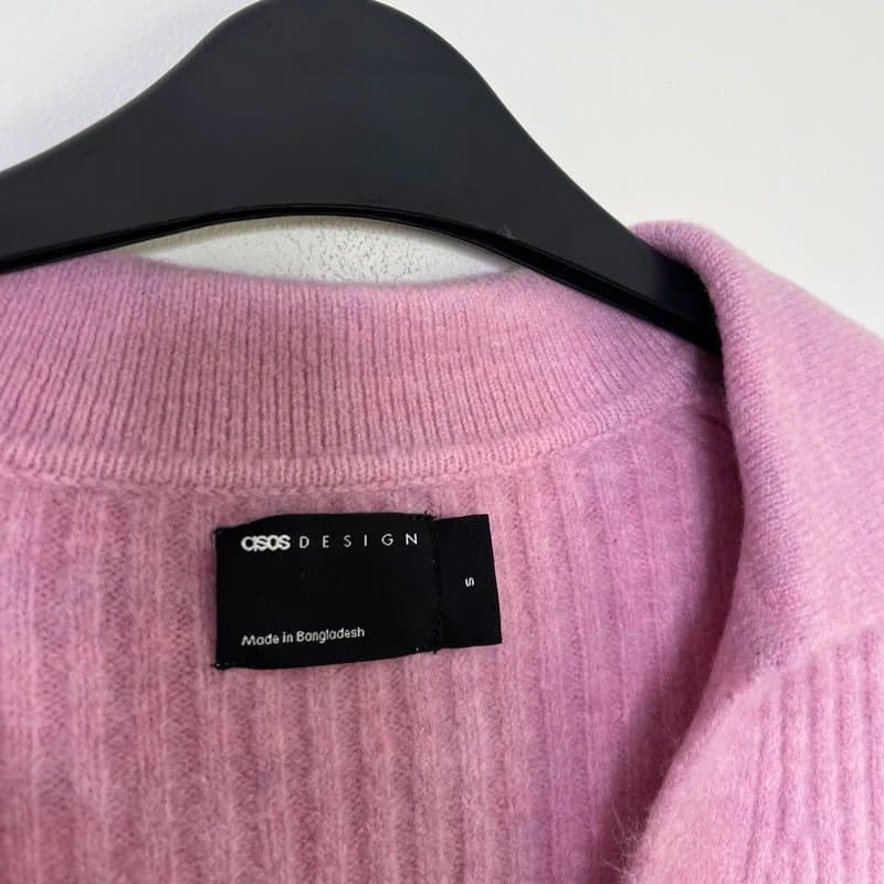 ASOS ASOS Pink Knitted Longline Fitted Shirt Cardigan  Size S