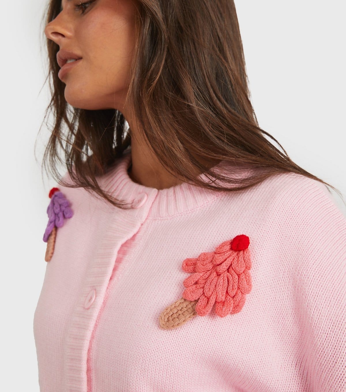 Skinnydip Women's Light Pink 3D Ice Cream Pink Knit Cardigan Skinnydip New Look - 4